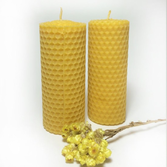 Natural Beeswax Candle - Set of Two Small Candle (4cm x 10cm)