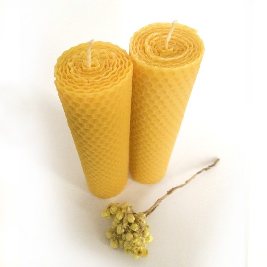 Natural Beeswax Candle - Set of Two Candles (4cm x 15cm)