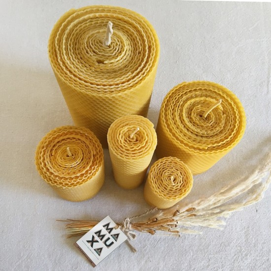 Large Beeswax Candle Set - Set of 5